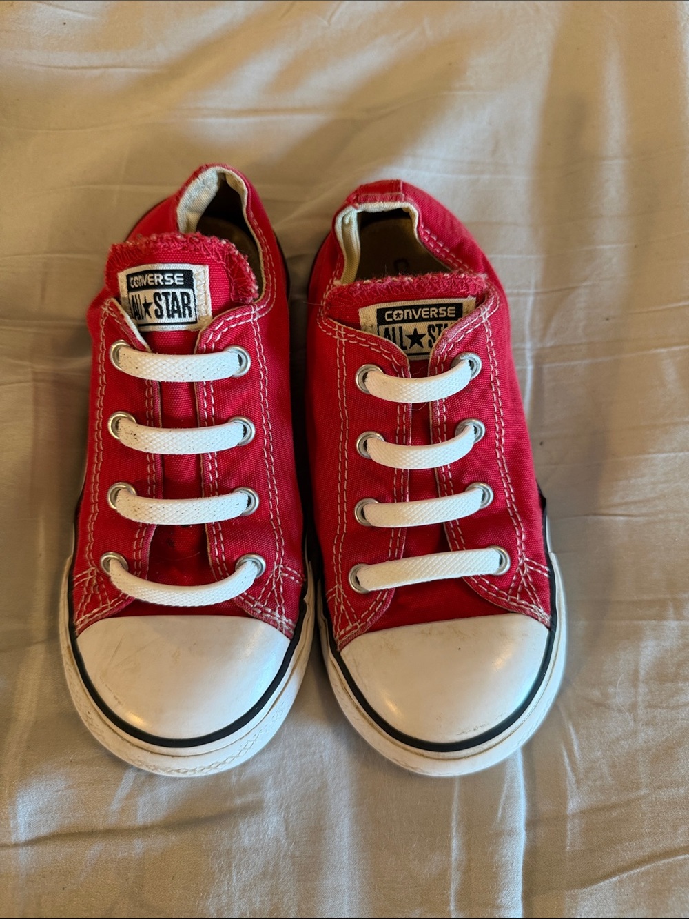 Converse Kids Red Low-Top Slip-On Sneakers with White Accents
